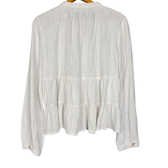Ricki’s White Linen Blend Button Front Peplum Blouse NWT Size L - Picture 7 of 8